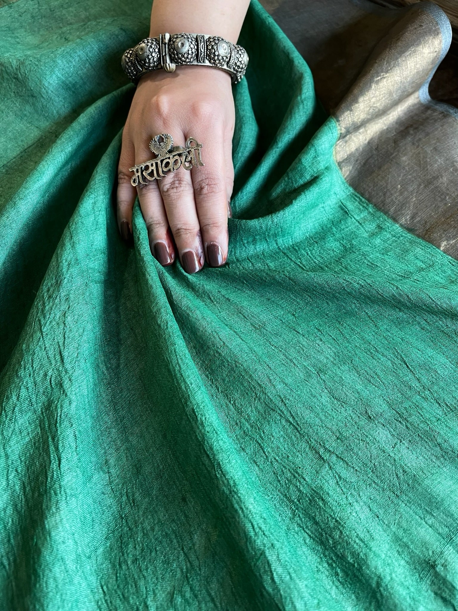 Handpainted Kalamkari Saree in Pure Tussar Silk - Masakalee