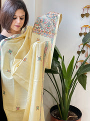 Handpainted Madhubani Dupatta in Pure Chanderi Silk - Masakalee
