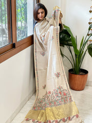 Handpainted Madhubani Dupatta in Pure Chanderi Silk - Masakalee