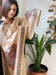 Handpainted Madhubani Dupatta in Pure Chanderi Silk - Masakalee
