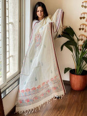 Handpainted Madhubani Dupatta in Pure Cotton - Masakalee