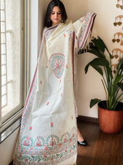 Handpainted Madhubani Dupatta in Pure Cotton - Masakalee