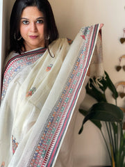 Handpainted Madhubani Dupatta in Pure Cotton - Masakalee