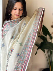 Handpainted Madhubani Dupatta in Pure Cotton - Masakalee