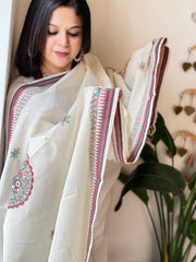 Handpainted Madhubani Dupatta in Pure Cotton - Masakalee