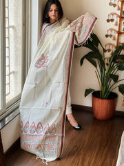 Handpainted Madhubani Dupatta in Pure Cotton - Masakalee