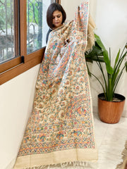 Handpainted Madhubani Dupatta in Pure Tussar Silk - Masakalee