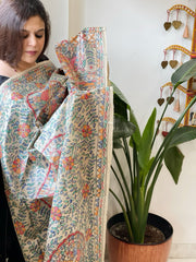 Handpainted Madhubani Dupatta in Pure Tussar Silk - Masakalee