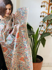 Handpainted Madhubani Dupatta in Pure Tussar Silk - Masakalee