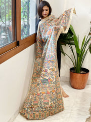 Handpainted Madhubani Dupatta in Pure Tussar Silk - Masakalee
