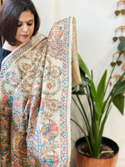 Handpainted Madhubani Dupatta in Pure Tussar Silk - Masakalee