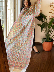 Handpainted Madhubani Dupatta in Pure Tussar Silk - Masakalee