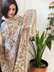 Handpainted Madhubani Dupatta in Pure Tussar Silk - Masakalee