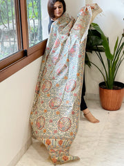 Handpainted Madhubani Dupatta in Pure Tussar Silk - Masakalee