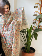 Handpainted Madhubani Dupatta in Pure Tussar Silk - Masakalee