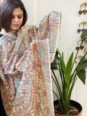 Handpainted Madhubani Dupatta in Pure Tussar Silk - Masakalee