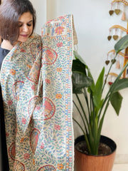 Handpainted Madhubani Dupatta in Pure Tussar Silk - Masakalee