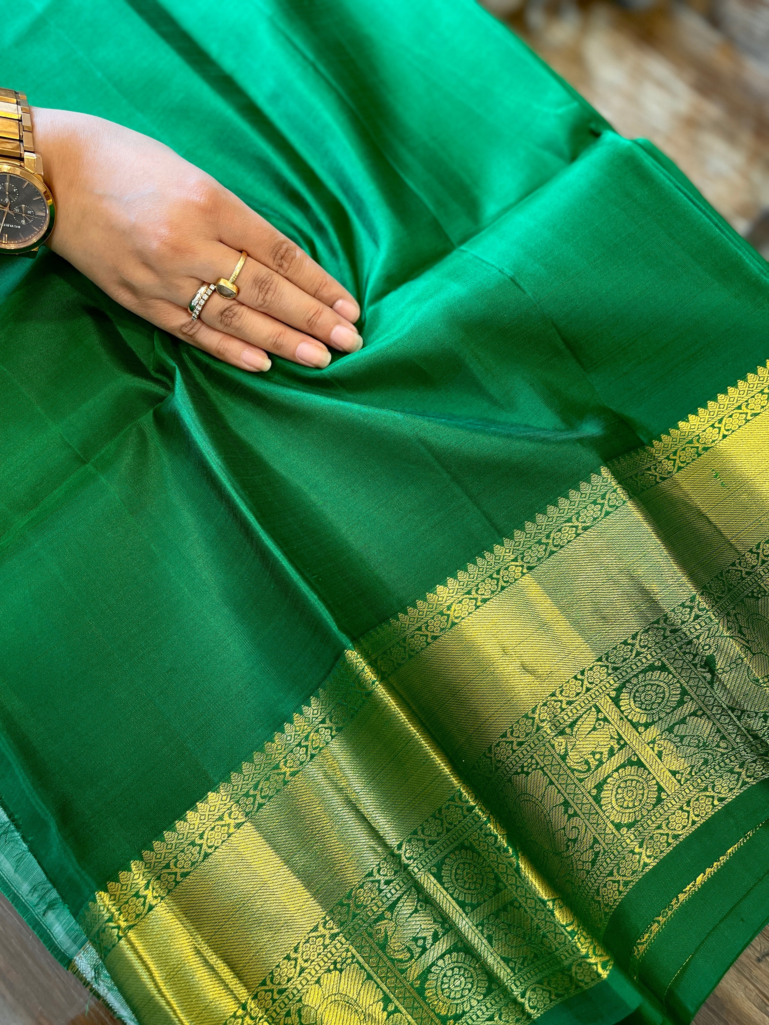 Handpainted Ramayana Theme Kalamkari Saree with Kanchipuram Pattu Border & Pallu in Pure Tussar Silk - Masakalee
