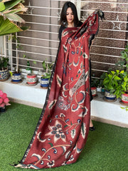 Handsketched & Handpainted Dupatta in Dola Silk - Masakalee