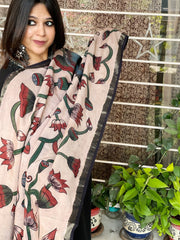 Handsketched & Handpainted Dupatta in Dola Silk - Masakalee