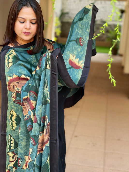 Handsketched & Handpainted Dupatta in Modal Silk - Masakalee