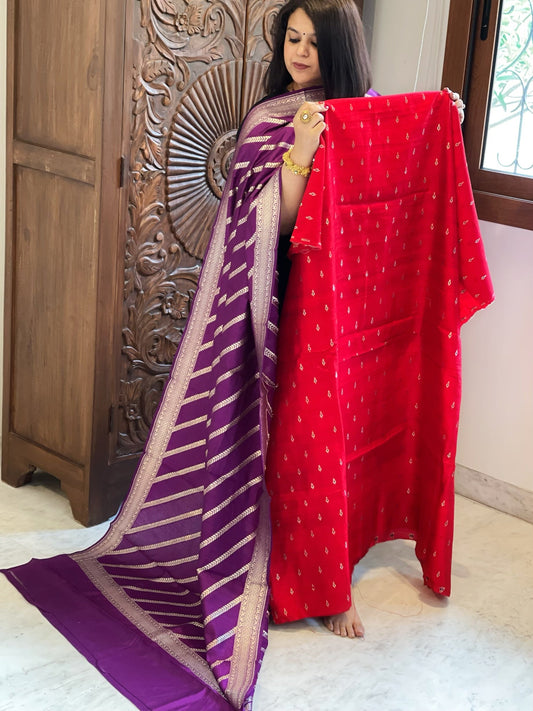 Handwoven Banarasi Suit Set in Pure Silk - Masakalee