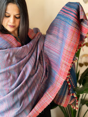 Handwoven Bhujodi Shawl in Pure Tussar and Wool - Masakalee