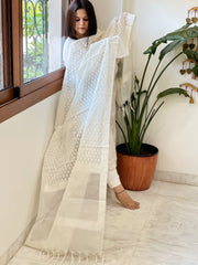 Handwoven Chanderi Dupatta with Self Design - Masakalee
