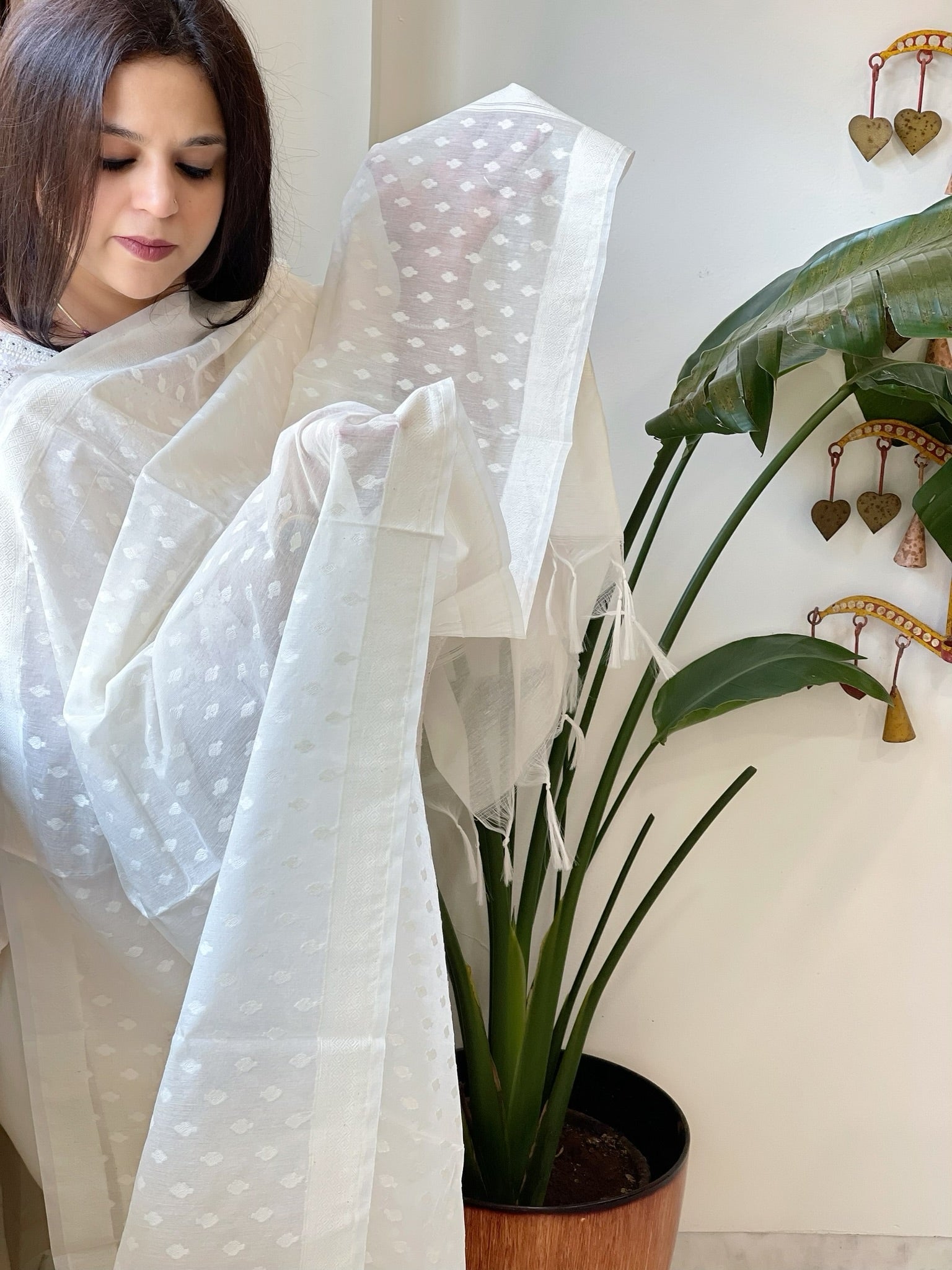 Handwoven Chanderi Dupatta with Self Design - Masakalee