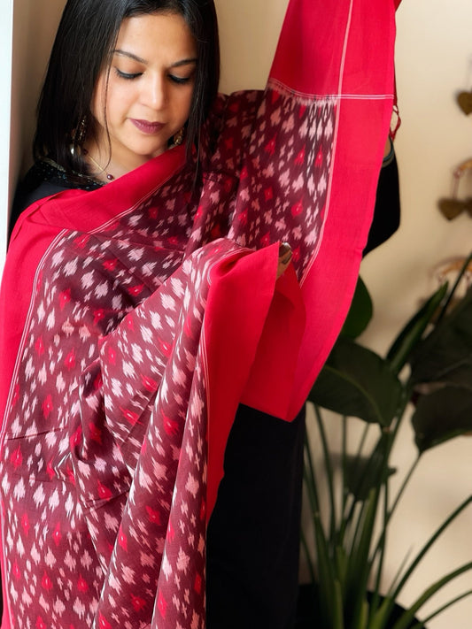 Handwoven Ikat Dupatta in Cotton - Masakalee