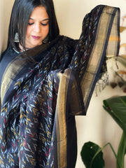 Handwoven Ikat Dupatta Pure Silk - Cotton - Masakalee