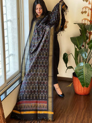 Handwoven Ikat Dupatta Pure Silk - Cotton - Masakalee