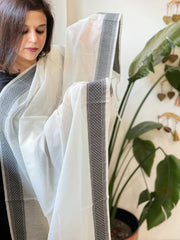 Handwoven Mul Chanderi Dupatta with Jamdani Pallu - Masakalee