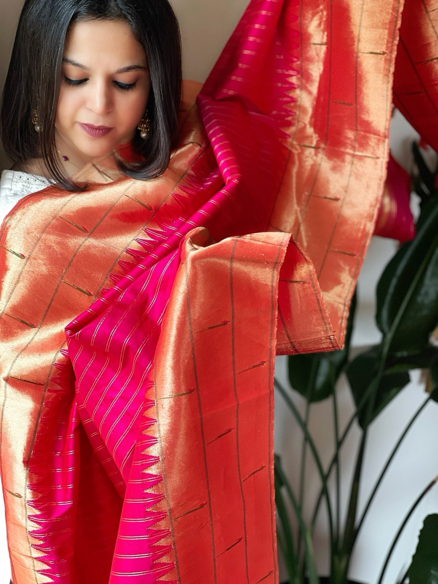 Handwoven Triple Zari Border Paithani Dupatta in Pure Silk - Masakalee