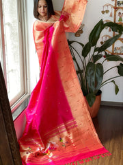 Handwoven Triple Zari Border Paithani Dupatta in Pure Silk - Masakalee