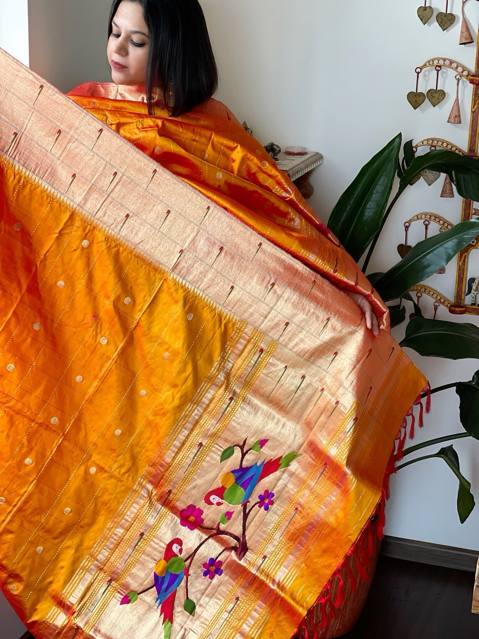 Handwoven Triple Zari Border Paithani Dupatta with Zari Check Jaal in Pure Silk - Masakalee