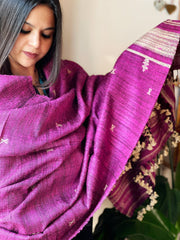 Handwoven Woollen Shawl in Pure Tussar and Wool - Masakalee