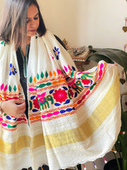 Handwoven Woollen Shawl with Hand Embroidery - Masakalee