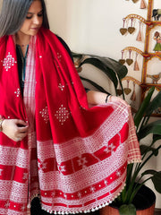 Handwoven Woollen Shawl with Mirror Handwork - Masakalee