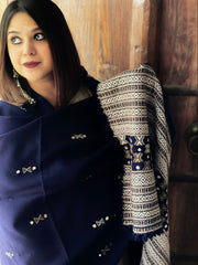 Handwoven Woollen Shawl with Mirror Handwork - Masakalee