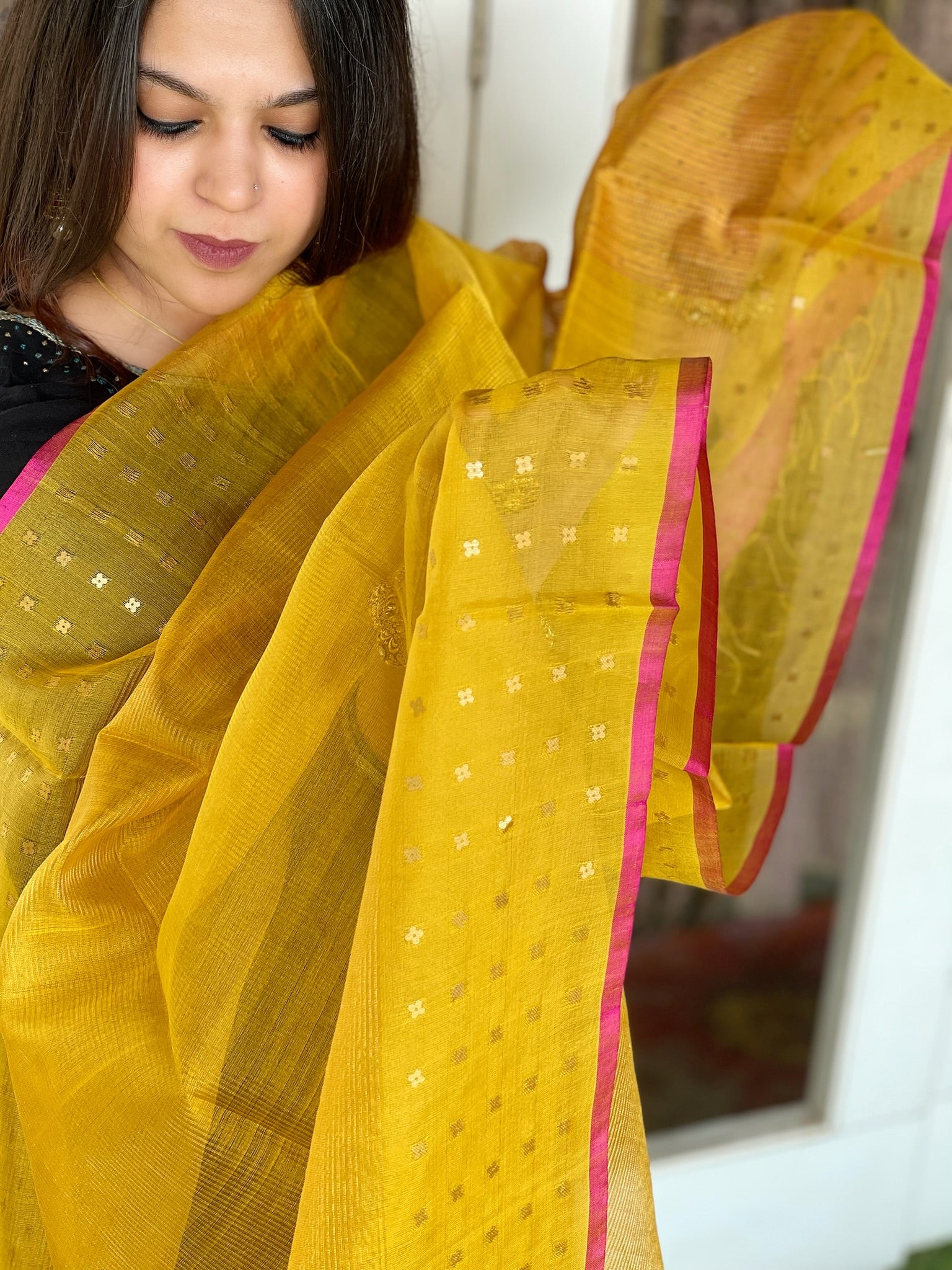 Handwoven Zari & Sequin Weaving Dupatta in Pure Silk - Masakalee