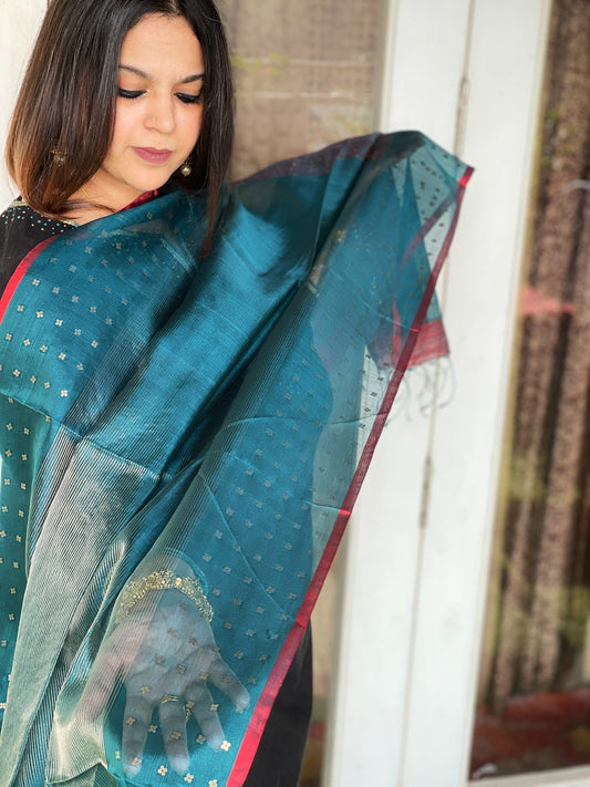 Handwoven Zari & Sequin Weaving Dupatta in Pure Silk - Masakalee