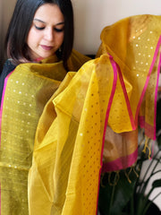 Handwoven Zari & Sequin Weaving Dupatta in Pure Silk - Masakalee