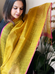 Handwoven Zari & Sequin Weaving Dupatta in Pure Silk - Masakalee