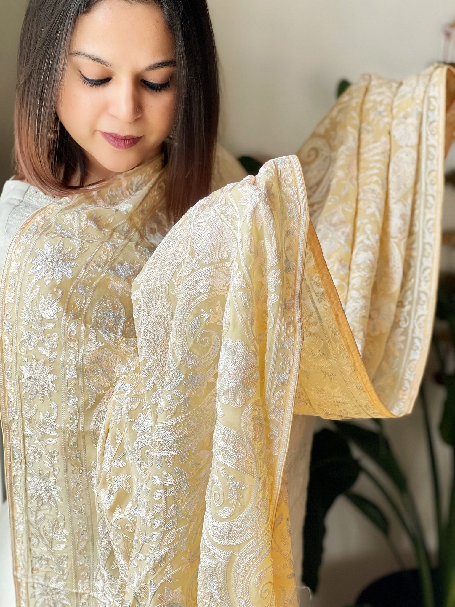 Heavy Thread Embroidered Dupatta in Georgette - Masakalee