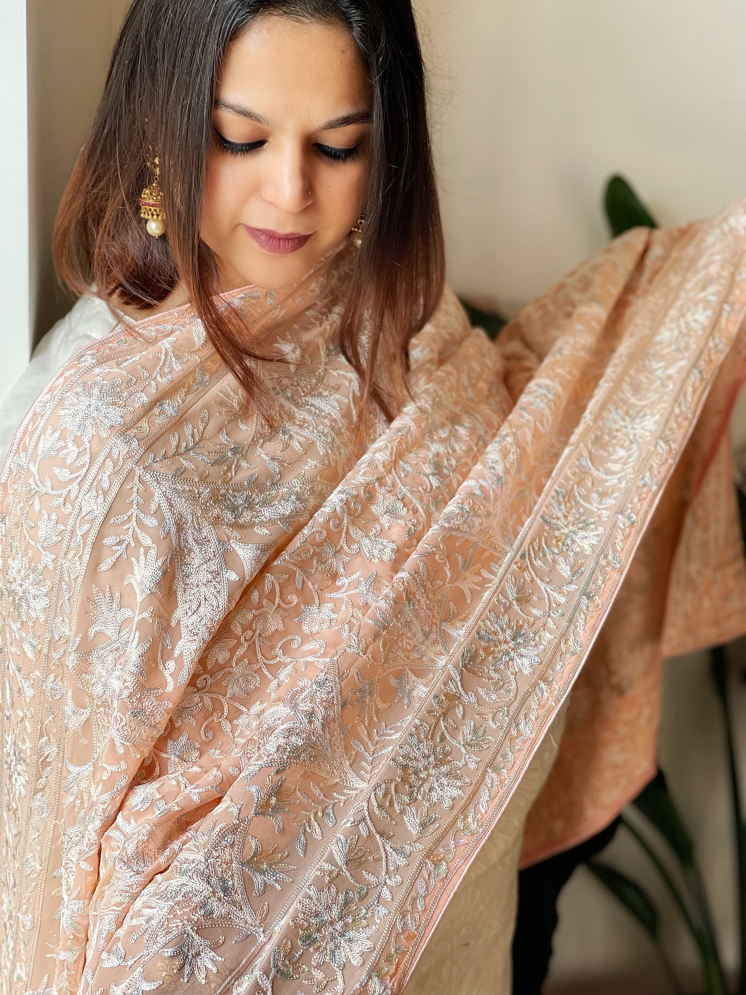 Heavy Thread Embroidered Dupatta in Georgette - Masakalee