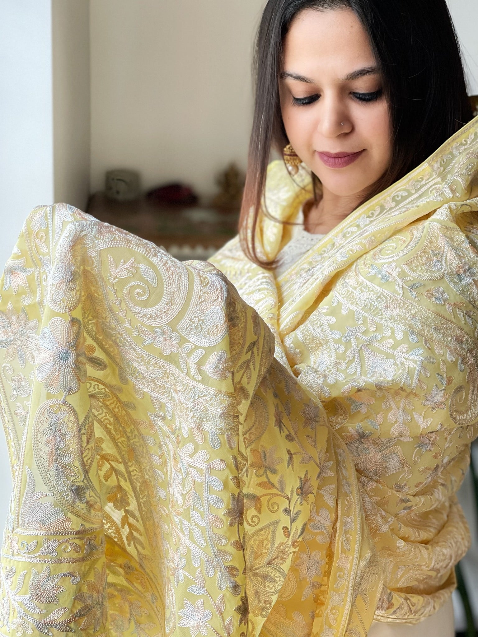 Heavy Thread Embroidered Dupatta in Georgette - Masakalee