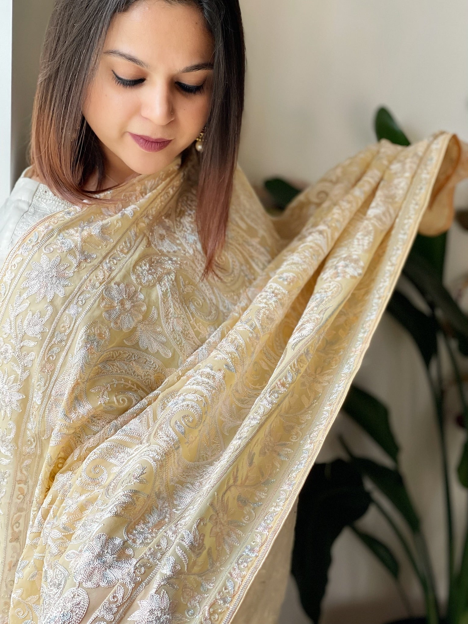 Heavy Thread Embroidered Dupatta in Georgette - Masakalee