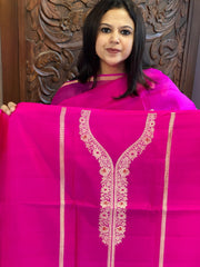 Hot Pink Designer Banarasi Suit Set in Pure Silk - Masakalee
