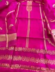 Hot Pink Designer Banarasi Suit Set in Pure Silk - Masakalee